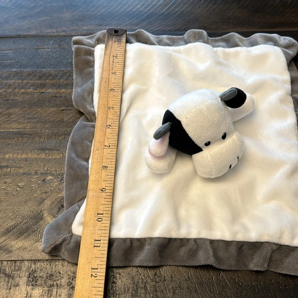 Baberoo Cow bull  Security Blanket Baby Lovey Plush White Gray Black